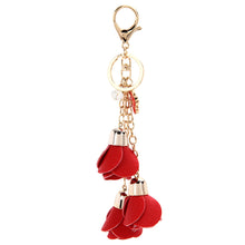 Camellia PU Leather Tassels Keychain Bag Pendant Car Ornaments Creative Long Key Chain Buckle Key Ring IMY66