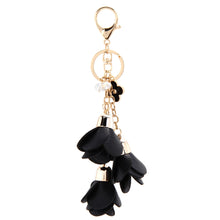 Camellia PU Leather Tassels Keychain Bag Pendant Car Ornaments Creative Long Key Chain Buckle Key Ring IMY66