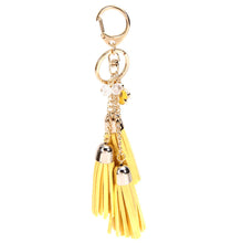 Camellia PU Leather Tassels Keychain Bag Pendant Car Ornaments Creative Long Key Chain Buckle Key Ring IMY66