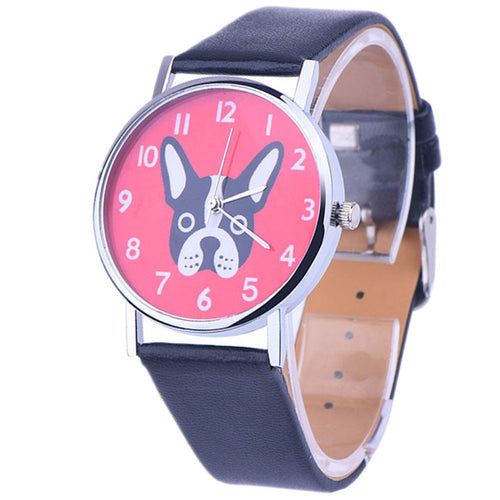 Casual Dress Watch Women Girls PU Leather Band Cartoon Dog Print Quartz Wrist Watches relogio feminino IMY66