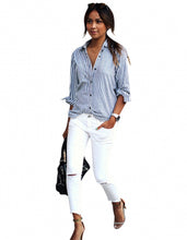 Clothes For Women Casual Striped Long Sleeve Loose Tops Office Shirt Blouse blusas chemise femme IMY66