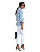 Clothes For Women Casual Striped Long Sleeve Loose Tops Office Shirt Blouse blusas chemise femme IMY66