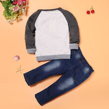 Toddler Boys Outfit Clothes Car Print Tee shirt Tops+Long Jeans Trousers children clothing IMY66