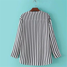 Casual Striped Shirts Women Lady Sexy V-neck Long Sleeve Chiffon Blouse Tops blusa feminina vetement femme IMY66