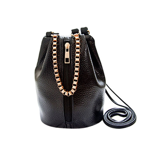 Chain Bucket Bags Women PU Leather Drawstring Handbag Shoulder Bag Tote Lady Messenger Bag bolsas femininas IMY66