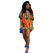 African Traditional Print Women Dress Casual Straight Print Mini Dresses Vestidos femininos IMY66