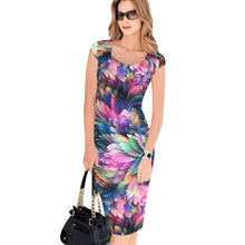 Designer Women Sexy Dress Elegant Floral Print Business Casual Party Pencil Sheath Dress Vestidos Femininos IMY66