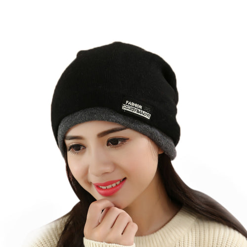 Korean Women Men Beanie Wool Warm Hat Scarf Knitting Skull Hairbands Bonnet Hiver IMY66