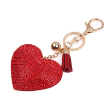 Romantic Women Key Chain Love Heart Pendant Leather tassel Rhinestone crystal Key chain key rings For Bag IMY66