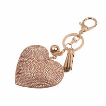 Romantic Women Key Chain Love Heart Pendant Leather tassel Rhinestone crystal Key chain key rings For Bag IMY66