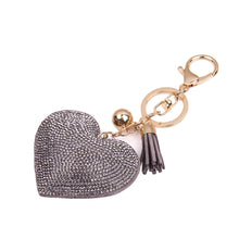 Romantic Women Key Chain Love Heart Pendant Leather tassel Rhinestone crystal Key chain key rings For Bag IMY66
