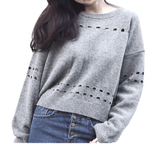 Sexy Hollow Casual Knitting Sweater For Womens Long Sleeve Backless Bowknot Knitwear Pullovers pull femme IMY66