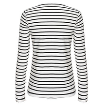 Sexy Lace Up T-Shirts Women Striped Long Sleeve Casual V Neck Bandage tee shirt femme camisetas y tops IMY66