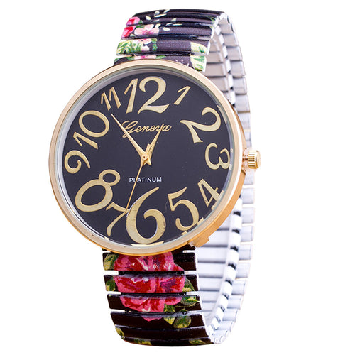 Watch Women Antique Roses Stretchable Watch Flower Geneva Watch Women Quartz Watches Relogio Feminino IMY66