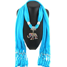 Warm Women Scarf Elephant Pendant Scarf With Tassel Rhinestone Jewelry Necklace Scarves Dropshipping IMY66