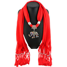 Warm Women Scarf Elephant Pendant Scarf With Tassel Rhinestone Jewelry Necklace Scarves Dropshipping IMY66
