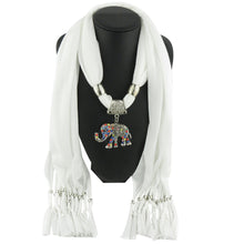 Warm Women Scarf Elephant Pendant Scarf With Tassel Rhinestone Jewelry Necklace Scarves Dropshipping IMY66
