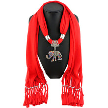 Warm Women Scarf Elephant Pendant Scarf With Tassel Rhinestone Jewelry Necklace Scarves Dropshipping IMY66