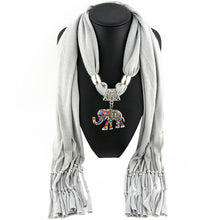 Warm Women Scarf Elephant Pendant Scarf With Tassel Rhinestone Jewelry Necklace Scarves Dropshipping IMY66
