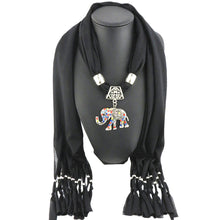 Warm Women Scarf Elephant Pendant Scarf With Tassel Rhinestone Jewelry Necklace Scarves Dropshipping IMY66