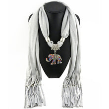 Warm Women Scarf Elephant Pendant Scarf With Tassel Rhinestone Jewelry Necklace Scarves Dropshipping IMY66