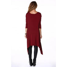 Women Casual Long Sleeve Round Neck Irregular Cocktail Party Loose Long Tee Shirt Dress Vestido de festa IMY66