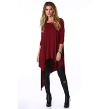 Women Casual Long Sleeve Round Neck Irregular Cocktail Party Loose Long Tee Shirt Dress Vestido de festa IMY66