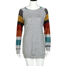 Women Casual T-Shirts Loose Striped Splice O-Neck Long Sleeve Long Tops Tee shirt femme camisetas y tops IMY66