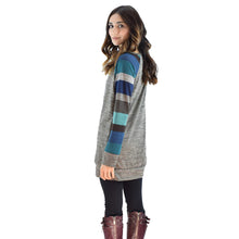 Women Casual T-Shirts Loose Striped Splice O-Neck Long Sleeve Long Tops Tee shirt femme camisetas y tops IMY66