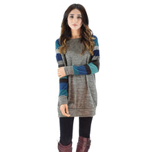 Women Casual T-Shirts Loose Striped Splice O-Neck Long Sleeve Long Tops Tee shirt femme camisetas y tops IMY66