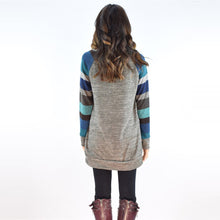 Women Casual T-Shirts Loose Striped Splice O-Neck Long Sleeve Long Tops Tee shirt femme camisetas y tops IMY66