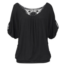 Women Blusas Backless Lace Patchwork Shirts Casual Short Sleeve O-Neck Blouse Tops blusa feminina IMY66