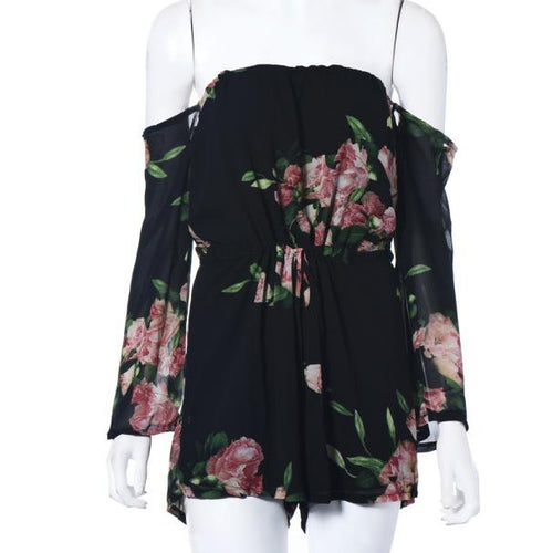 macaquinho Jumpsuit Women Sexy Long Sleeve Playsuit Bodysuit Floral Print Jumpsuits overalls for women IMY66