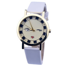 Funny Dress Watches Women Ladies Casual PU Leather Band Analog Quartz Vogue Wrist Watches Relogio feminino IMY66