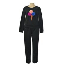 Funny Ice Cream Print Women hoodies Casual Sweatshirt Plush Ball Long Sleeve Blouse Shirt Long Pants Outfit Suit IMY66