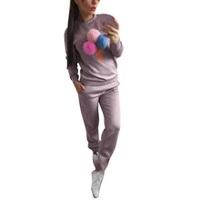 Funny Ice Cream Print Women hoodies Casual Sweatshirt Plush Ball Long Sleeve Blouse Shirt Long Pants Outfit Suit IMY66