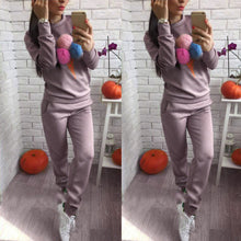 Funny Ice Cream Print Women hoodies Casual Sweatshirt Plush Ball Long Sleeve Blouse Shirt Long Pants Outfit Suit IMY66