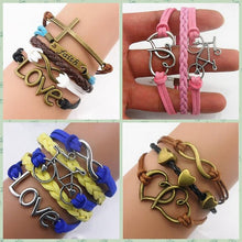 Handmade Adjustable Cross Multilayer Bracelet Women Girl Faith Heart Love Wristband Promotions IMY66