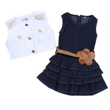 vetement enfant Children Kids Baby Girls Clothing Set Models Girls Vest Jeans Dress + Jacket Suits IMY66