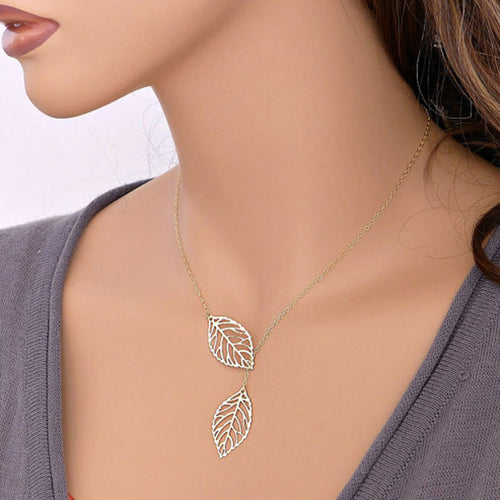 Vintage Big Leaf Pendant Women Necklace Clavicle Chain for Girls IMY66