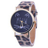Lovely Cartoon Cat Watches Women Ladies Casual PU Leather Band Analog Quartz Vogue Wrist Watches relogio feminino IMY66