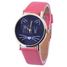 Lovely Cartoon Cat Watches Women Ladies Casual PU Leather Band Analog Quartz Vogue Wrist Watches relogio feminino IMY66