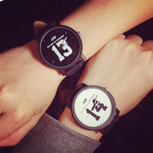Lovers Couple Watches Women Men PU Leather Band Printed 13 14 Quartz Wrist Watch montre femme reloj hombre Clock IMY66