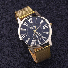 Luxury Men Watch Gold Full Stainless Steel Mesh Strap Rome Digital Quartz Watches Men Clock relogio masculino IMY66