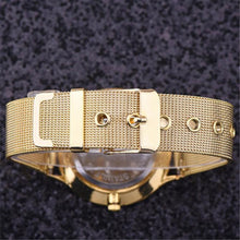 Men Wrist Watch Luxury Gold Full Stainless Steel Mesh Strap Quartz Watches Men Clock relogios masculino IMY66