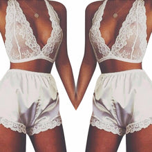 2 Piece Set Sexy Lingerie Lace Dress Babydoll Women Underwear Nightwear Sleepwear Lace Lingerie For Women White IMY66