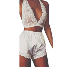 2 Piece Set Sexy Lingerie Lace Dress Babydoll Women Underwear Nightwear Sleepwear Lace Lingerie For Women White IMY66