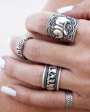 Retro Silver Elephant Joint Knuckle Nail Ring Set of Four Rings IMY66