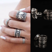 Retro Silver Elephant Joint Knuckle Nail Ring Set of Four Rings IMY66