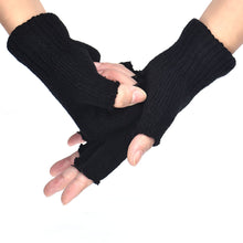 ArrivalMen Black Knitted Stretch Elastic Warm Half Finger Fingerless Gloves for IMY66